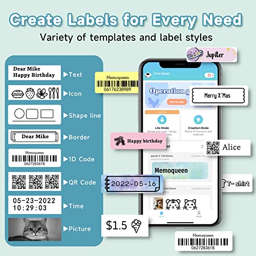D30 Label Maker Machine with Tape, Bluetooth Thermal Mini Label Printer for Storage, Barcode, Mailing, Office Supplies, Home, Organizing Storage,Small Portable Sticker Maker, Green