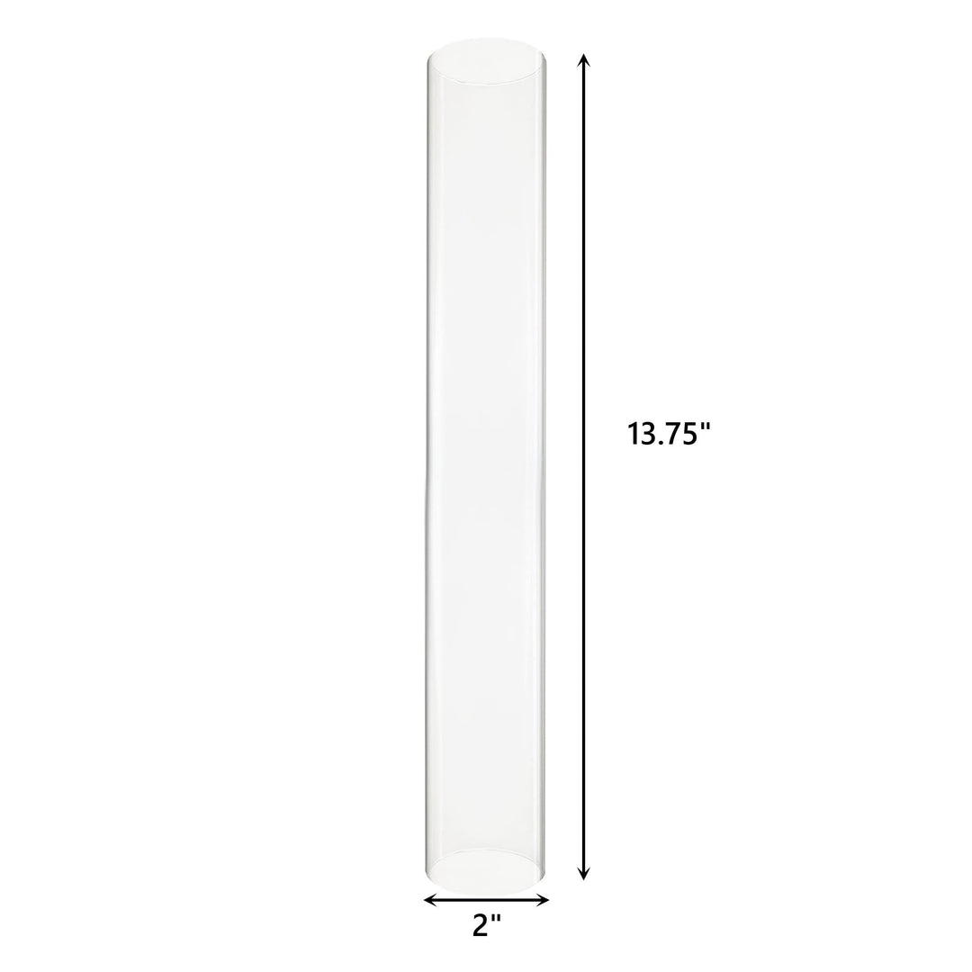 2 PCS (H:9.5 D:4) Open Ended Glass Hurricane Candleholder Tube Shade | Multiple Size Choices Open Flame Candle Chimney Tube Cover | Bottomless Cylinder