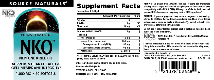 NKO Neptune Krill Oil, Supports Heart Health and Cell Membrane Integrity* - 30 Softgels