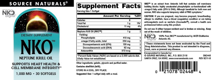 NKO Neptune Krill Oil, Supports Heart Health and Cell Membrane Integrity* - 30 Softgels