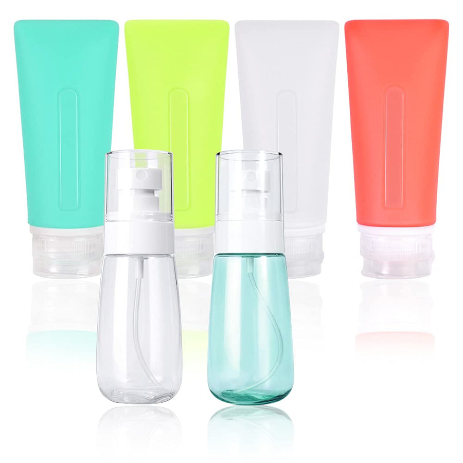 6 Pack Travel Containers for Toiletries, Travel Size Bottles without Makeup Bag,Silicone Travel Accessories Organizer for Traveing Adult
