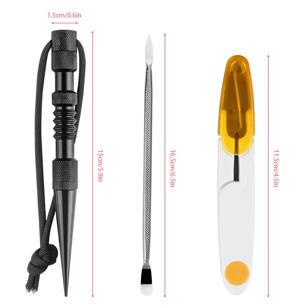 Paracord Tools, 13 Pack Paracord Stitching Paracord FID Set, Knotting Tool Paracord Supplies & Accessories Stainless Steel Lacing Needles Smoothing Tool Knotter with Marlin Spike (Black Sharp)