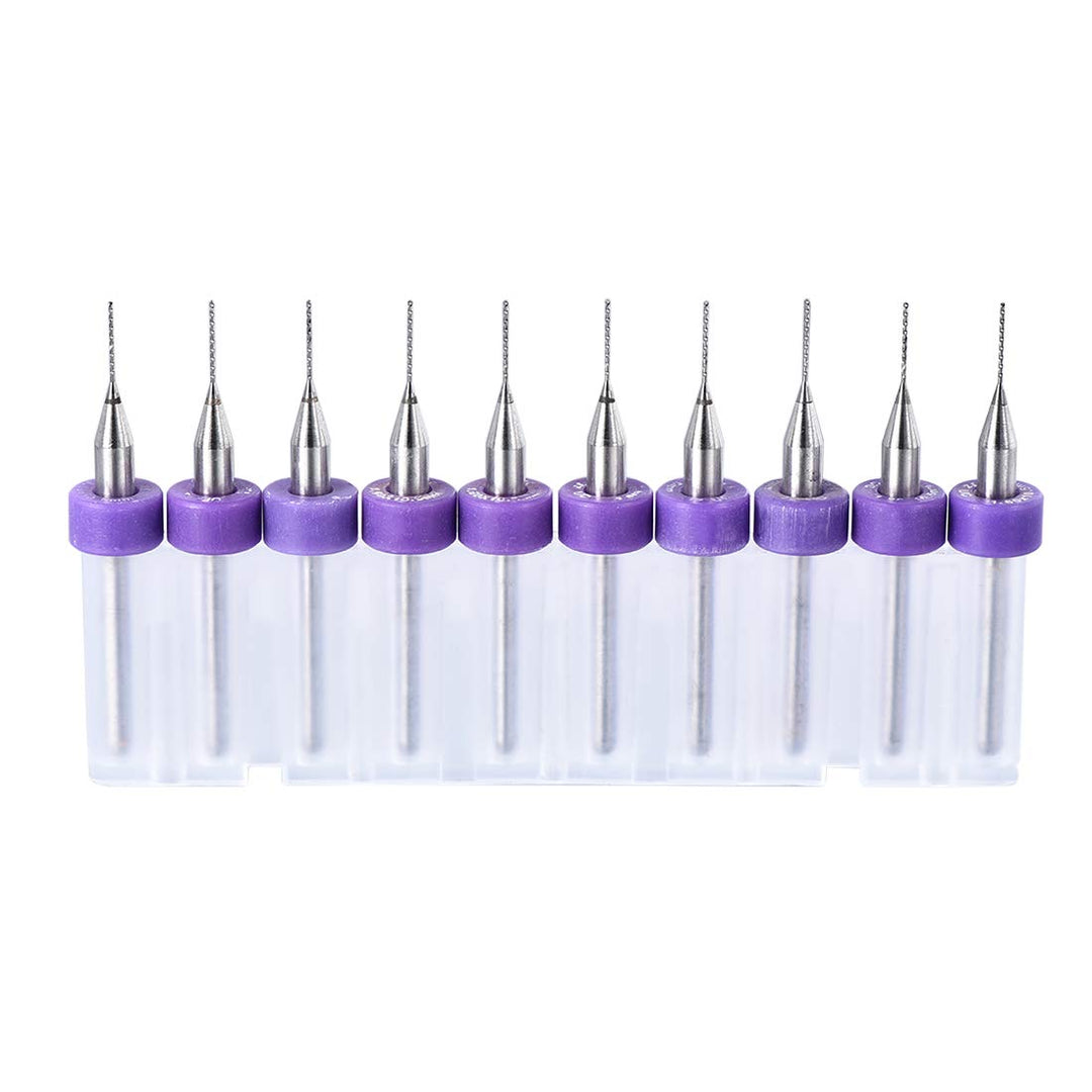 PCB Drill Bits 0.4mm Tungsten Carbide Rotary Tool Jewelry CNC Engraving Print Circuit Board Micro Drill Bits 1/8 Inch Shank 1 Set (10 Pcs)