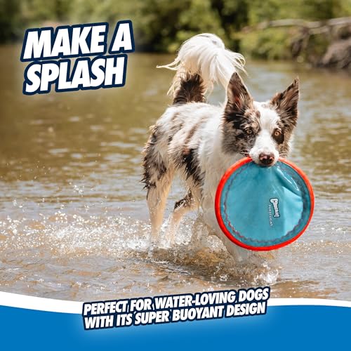 Paraflight Flying Disc Dog Toy - Water Floating Flyer - Durable Nylon Construction with Soft Rubber Edges - For Medium and Large Dogs - Size Large - 9.75 L x 9.75 W - Pack of 1