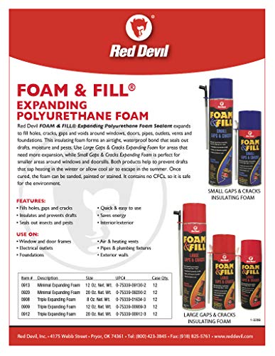 0913 Foam & Fill Small Gaps & Cracks Expanding Polyurethane Sealant, 12 oz, Off-White, Pack of 1