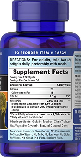 Puritans Pride Neuro-ps (phosphatidylserine), White, 60 Count (Pack of 1)