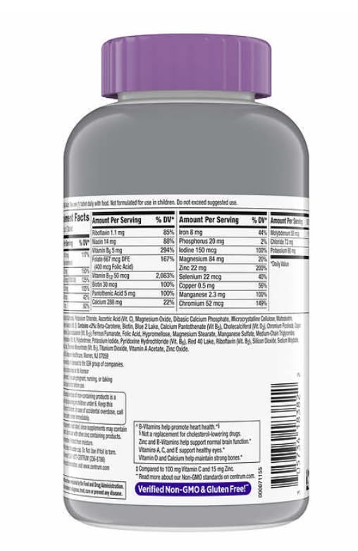 Centrum Silver Women 50 Plus Multivitamin, 275 Tablets+Bundled with supliment Guide, Non-GMO & Gluten Free, Easy to Take Smooth Coating