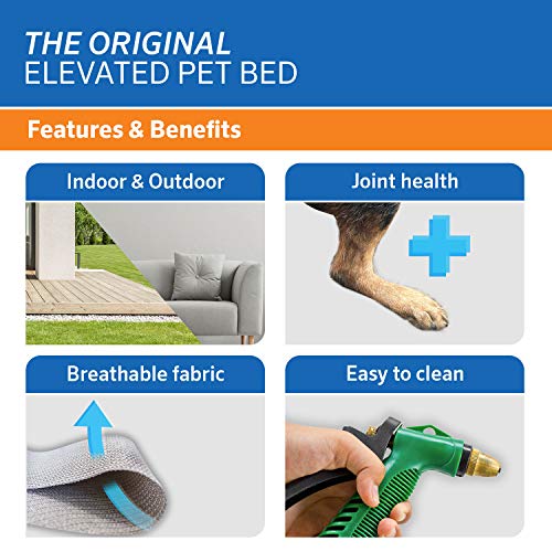 The Original Cooling Elevated Dog Bed, Indoor and Outdoor, Large, Aquatic Blue