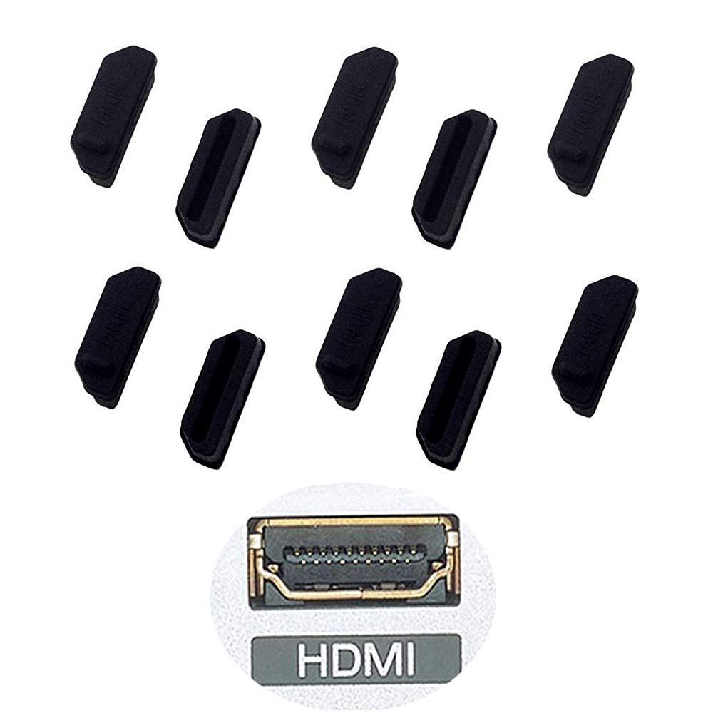 Silicone 10Pcs HDMI Anti-Dust Cover Plugs Protector Stopper Cap for Female Port Black for TV,Computer,Other Devices.