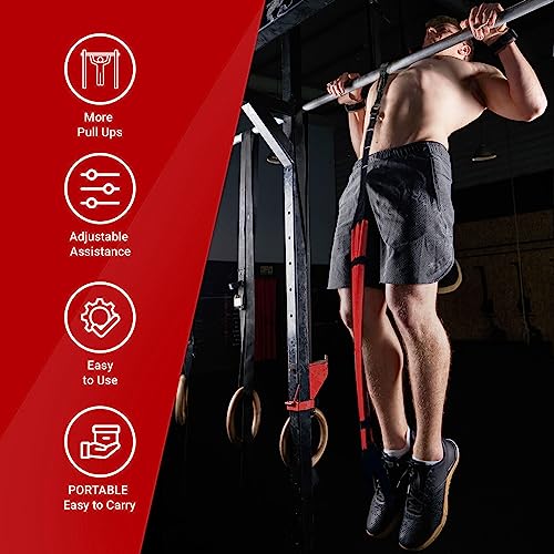 Pull Up Assist Bands - Assistance and Resistance Bands for Pull-Up, Fitness, Body Stretching, Chin Up, Weightlifting, Powerlifting, Heavy Duty, Exercise Videos, eBook (Patented)