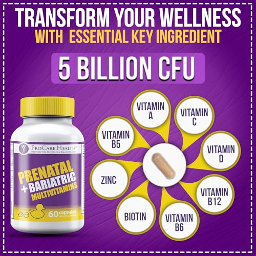 Prenatal Bariatric Multivitamin with Iron (60 Easy to Swallow Capsules) – for Women, Bariatric Vitamins for Gastric Bypass & Gastric Sleeve (1 Month Supply)