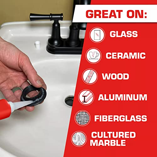 Clear Silicone Sealant, 2.7 fl oz, 6 Pack - 100% Waterproof Sealant for Glass, Ceramic, Wood, Plastic & More