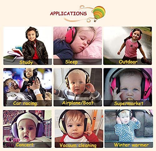 Baby Hearing Protection Safety Earmuffs Noise Reduction Adjustable 0-36Months (Pink)