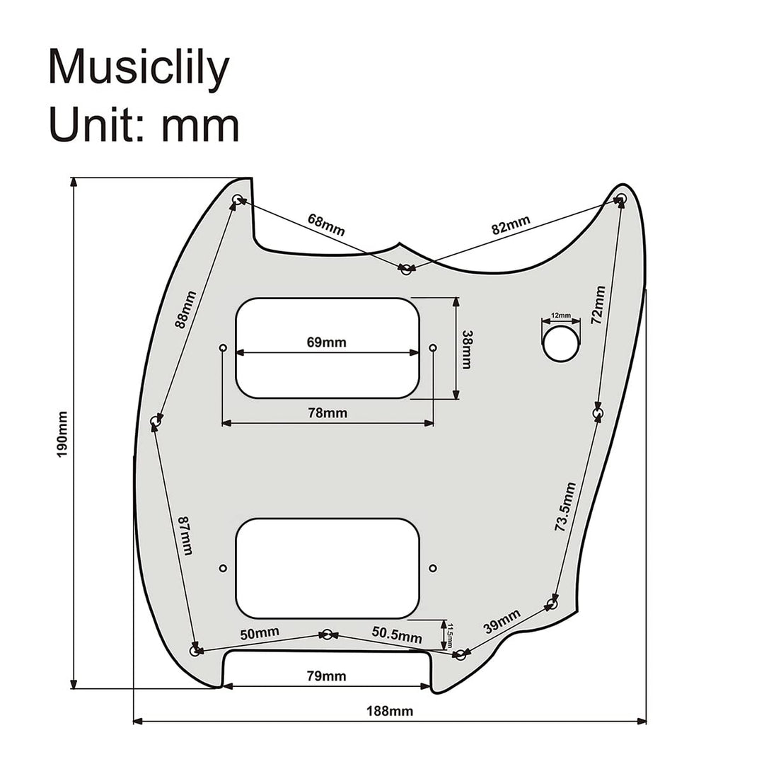 Pro 9 Holes Round Corner HH Guitar Pickguard 2 Humbuckers for Squier Bullet Series Mustang Electric Guitar, 4Ply Tortoise Shell