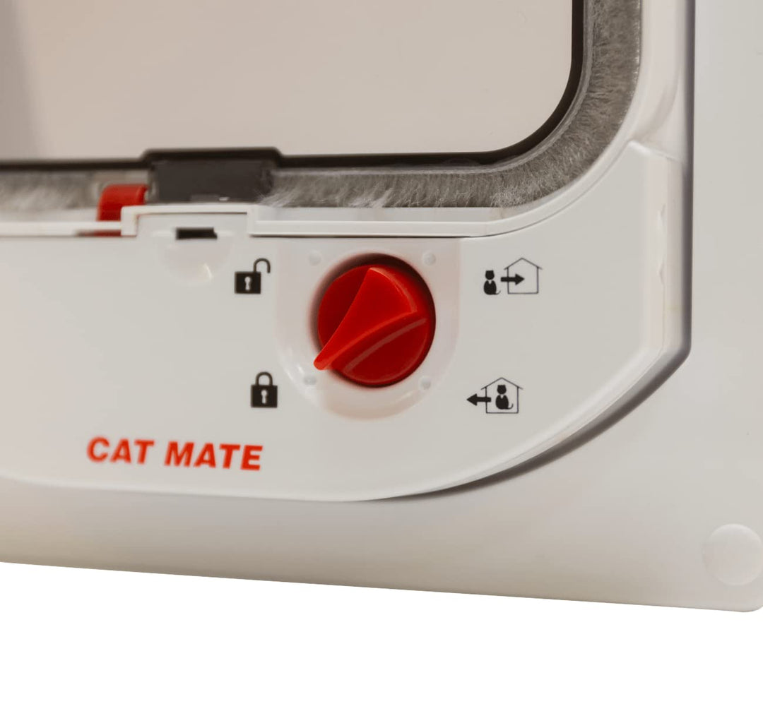 Electromagnetic 4-Way-Locking Cat Flap with 2 Collar Keys - White