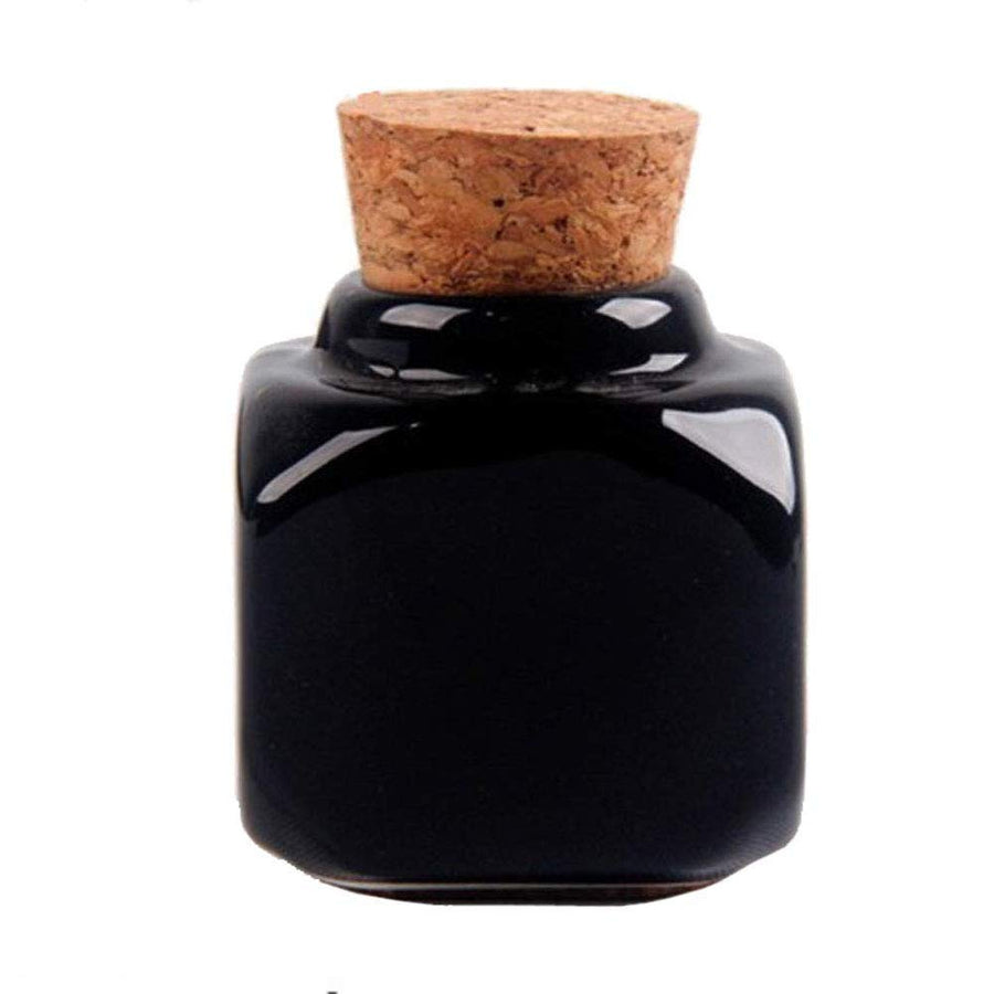 1PC Rectangle Ceramic Nail Art Acrylic Dappen Dish Cup with Cork Stopper Liquid Powder Bottle Container Case Beauty Tools for Mixing Acrylic Powder Liquid Nail Art Manicure Tools,Black
