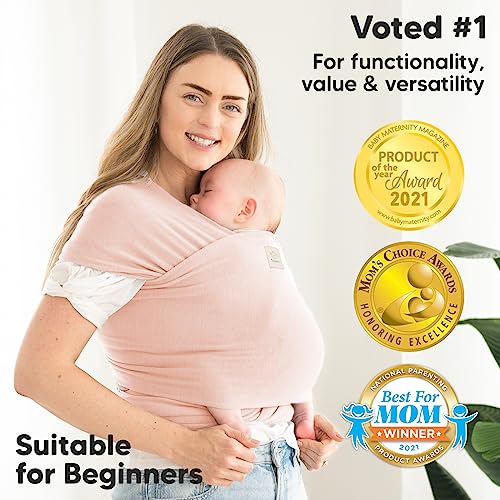 Baby Wrap Carrier - All in 1 Original Breathable Baby Sling, Lightweight Hands Free Baby Carrier Sling, Baby Carrier Wrap, Baby Carriers for Newborn, Infant (Dusty Pink)