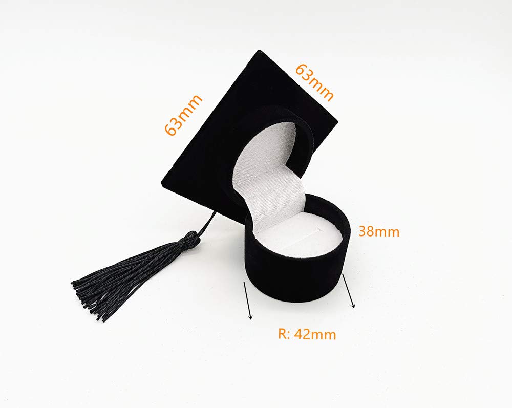 2sets Graduation Cap Shaped Creative Badge Storage Ring Earring Box Organizer Case Graduation Gifts for Celebration Graduation Ring Box