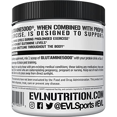 Pure Vegan L-Glutamine Powder Supplement - Nutrition Nitric Oxide Booster 5g L Glutamine Supplement for Post Workout Recovery Enhanced Pumps Gut Health Energy and Immunity - Unflavored
