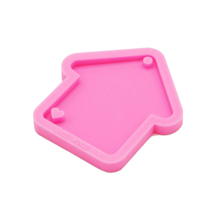 Shiny Glossy Christmas House Shape Resin Keychain Mold Epoxy Resin Silicone Molds Key Ring Pendant Molds Resin Home Decoration Mould for DIY Cute House Clay Mold Chocolate Fondant Molds