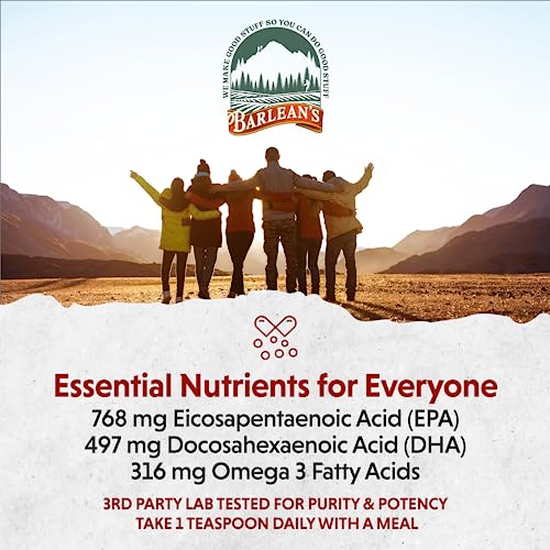 Barlean's Omega 3 Fish Oil Supplement, Liquid EPA and DHA Fatty Acid Supplements Support, High Potency Orange Flavored, 8 oz
