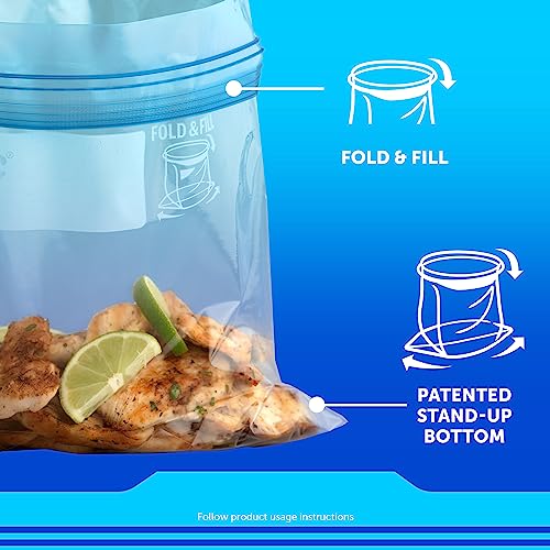 Gallon Food Storage Freezer Bags, Stay Open Design with Stand-Up Bottom, Easy to Fill, 60 Count
