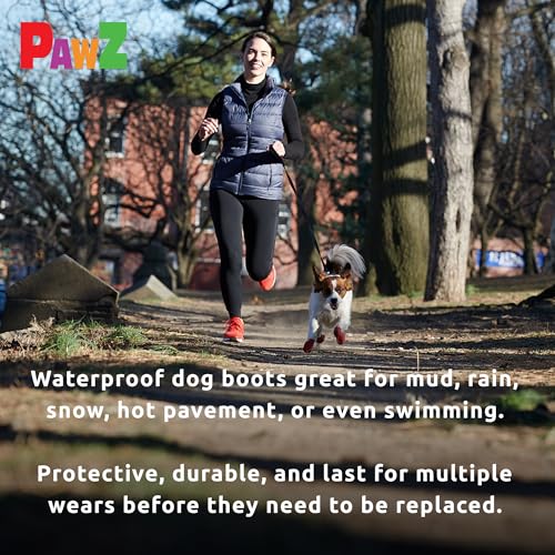 PawZ Rubber Dog Boots for Paws up to 2 - 2.5 - Dog Booties for Hot Pavement, Anti Slip Dog Socks, 12 Reusable Paws Waterproof Dog Boots, S, Black