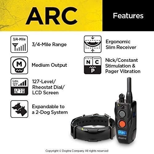 ARC Slim Ergonomic 3/4-Mile Remote Dog Training E-Collar with 127-Level Precise Control via LCD Screen
