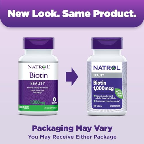 Beauty Biotin 1000mcg, Dietary Supplement for Healthy Hair, Skin, Nails and Energy Metabolism, 100 Tablets, 100 Day Supply
