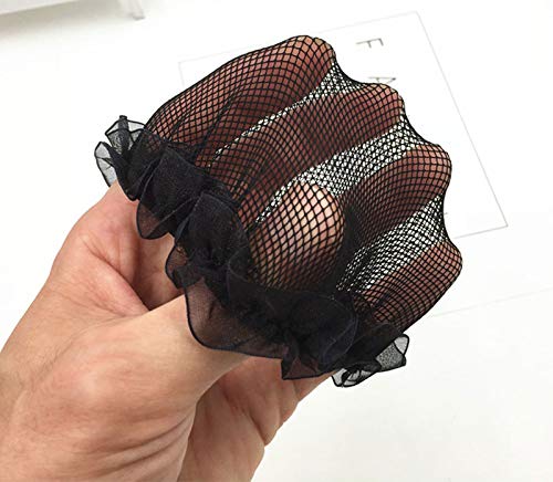 8Pcs Reusable Bun Hair Nets Elastic Flower Edge Hairnet For Ballet Bun Cover Dance Skating Gymnastics Performance Dancers Hair Accessories, Black