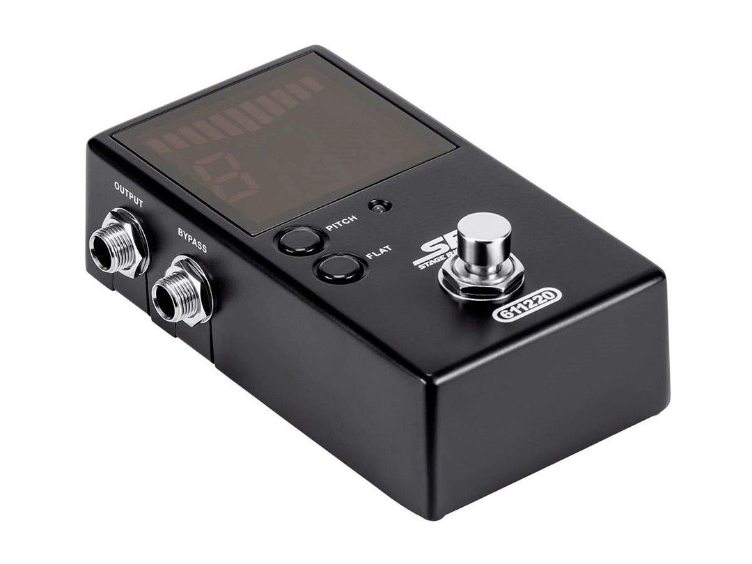 Chromatic Pedal Tuner - Black, Normal & True-Bypass Outputs, Easy to Tune Your Bass & Guitars - Stage Right Series
