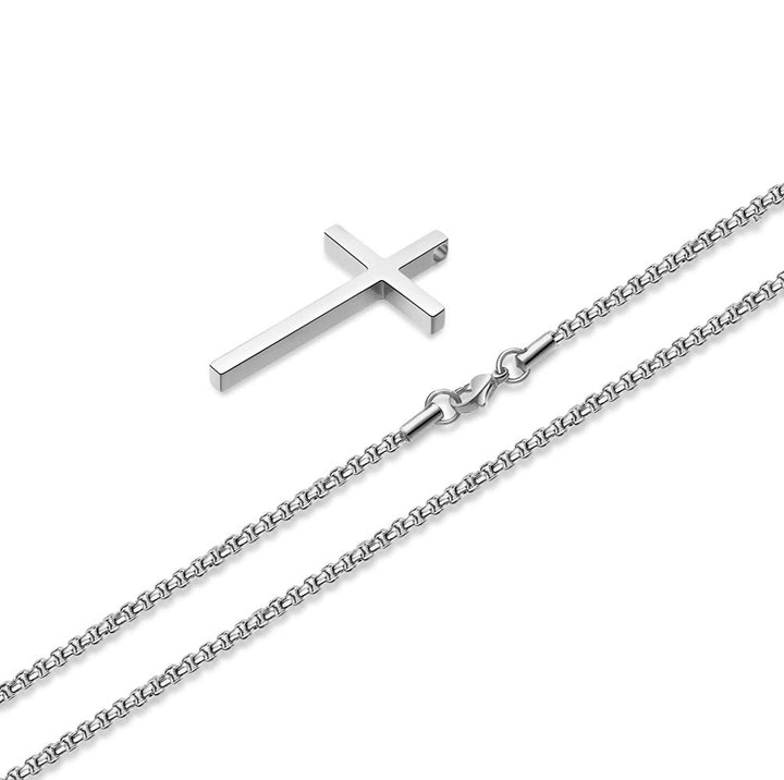 Silver Cross Necklace for Women, Gold Plated Cross Chain Stainless Steel Cross Pendant for Women Teenage Girls 20 Inch Cross Necklace for Men Gifts
