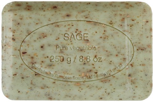 Artisanal Soap Bar, Enriched with Organic Shea Butter, Natural French Skincare, Quad Milled for Rich Smooth Lather, Sage, 8.8 Ounce