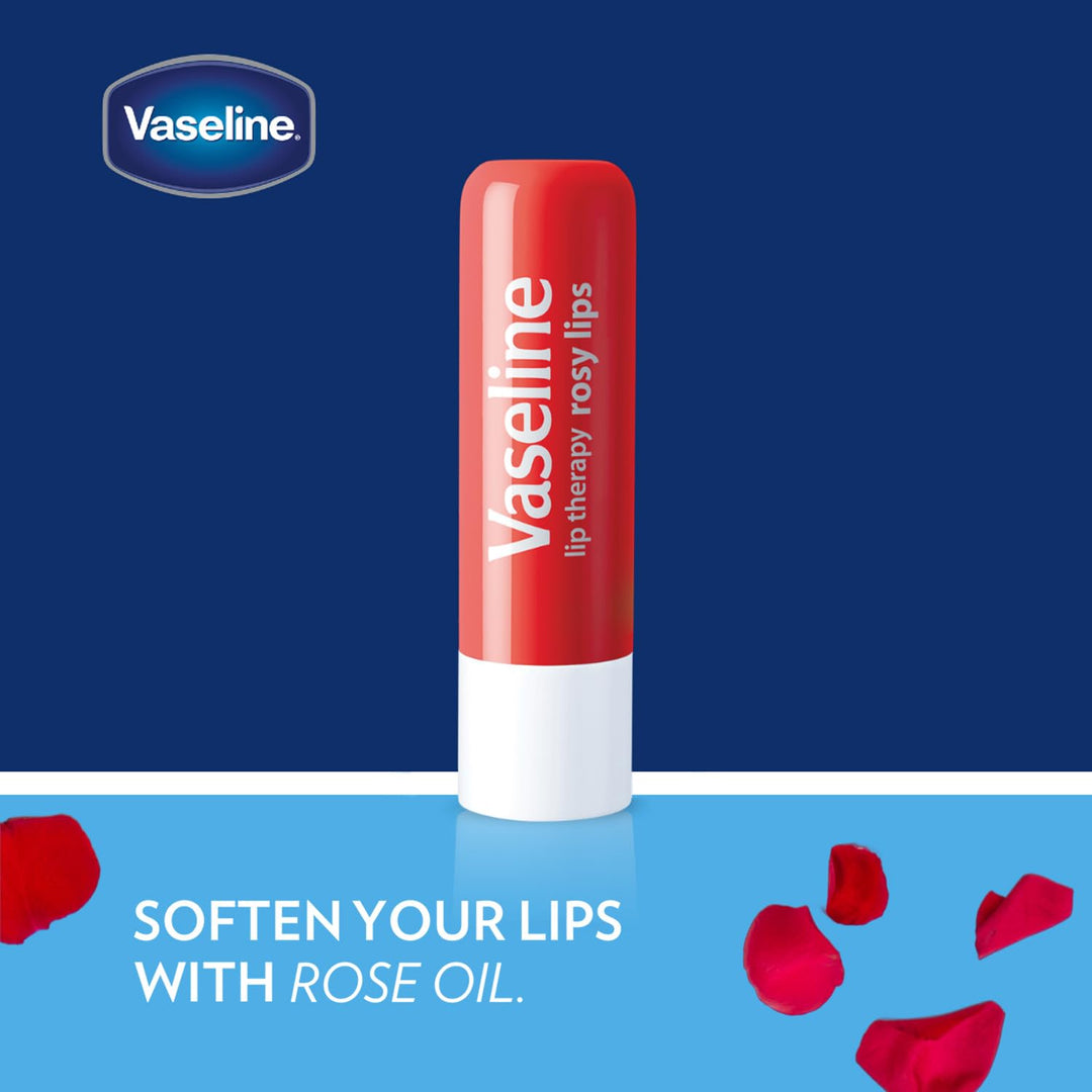 Lip Therapy Rosy Lips | Lip Balm with Petroleum Jelly for Providing Your Lips with Ultimate Hydration and Essential Moisture to Treat Chapped, Dry, Peeling, or Cracked Lips; 0.16 Oz (3-Pack)…