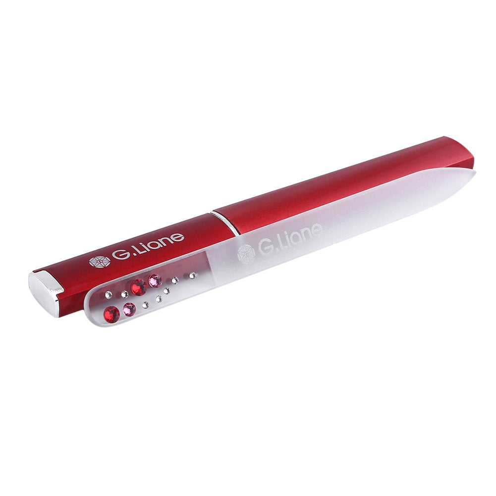 Crystal Nail File With Swarovski Crystals ‚¬Œ Professional Nail File In Case Manicure Pedicure Kit For Natural Nails Acrylic Nails Gels Nails Manicure Tools For Home And Salon (Red Bubble)