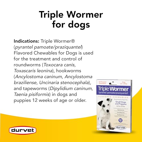 DURVET 12-Pack Triple Wormer Tablets for Puppies and Small Dogs