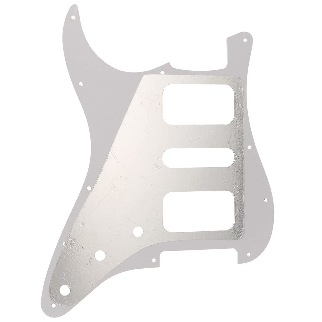 Pro 11 Holes Round Corner HSH Strat Pickguard for American/Mexican Fender Standard Stratocaster Electric Guitar, 4Ply White Pearl