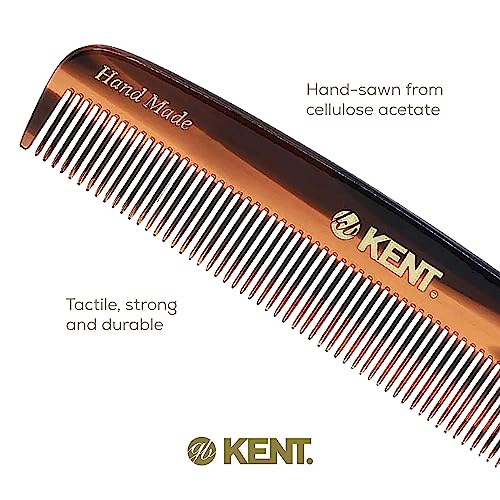 Kent 7T Handmade All Fine Tooth Pocket Comb for Men, Hair Comb Straightener for Everyday Grooming Styling Hair, Mustache and Beard, Use Dry or with Balms, Saw Cut and Hand Polished, Made in England