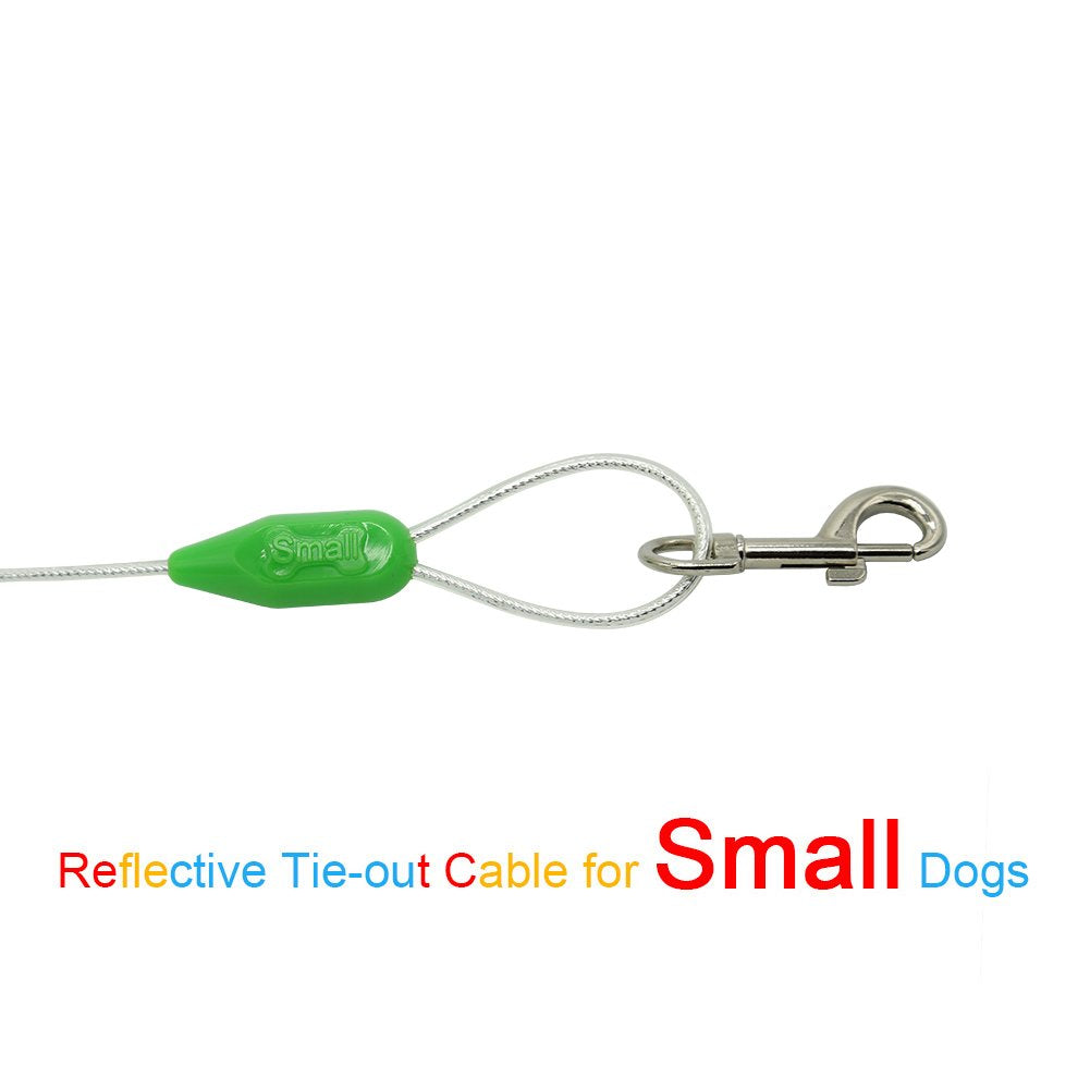 25ft Reflective Tie-Out Cable for Small Dogs Up to 35 Pounds