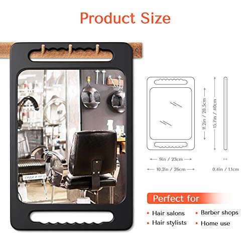 Unbreakable Hand Mirror with Double Handle - Large Handheld Barber Mirror for Hair and beauty Salon - Durable Hand Held Mirrors for barbershop - Lightweight Haircut Mirror with Double Handgrip