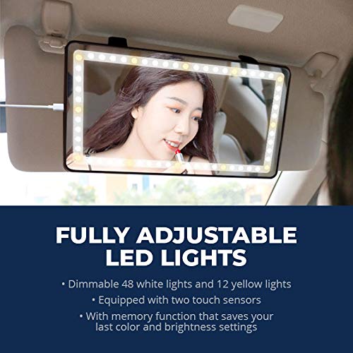 Car Visor Vanity Mirror - Rechargeable LED Light Makeup Mirror - Universal Car Sun Visor Mirror - Innovative All Car Mirror Accessories