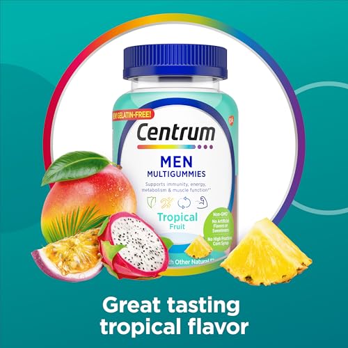 Men's Multivitamin Gummies, Tropical Fruit Flavors Made from Natural Flavors, 100 Count, 50 Day Supply