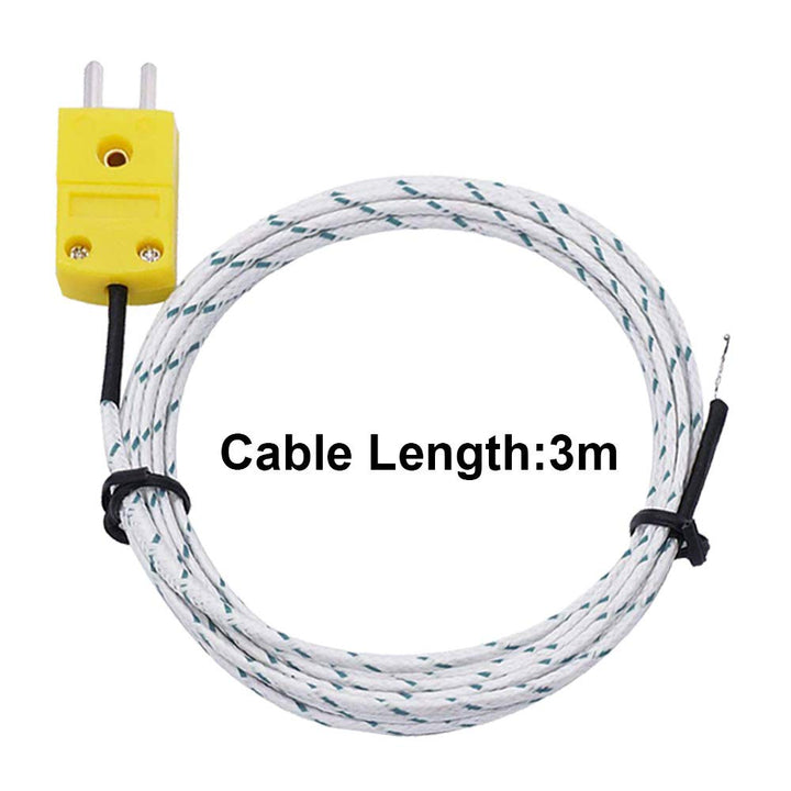 5PCS K-Type Mini-Connector Thermocouple Temperature Probe 3M/9.8ft Wire Measure Range -50~400 °C(-58~752)for TM902C/ TES1310 Thermometer with 2PCS Thermocouple Plug