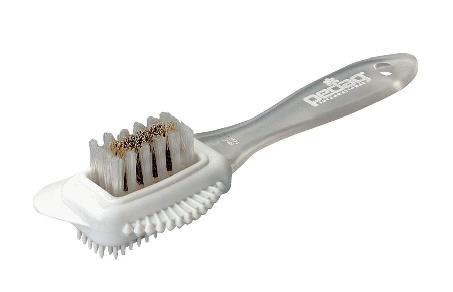 Pedag Suede Shoe Cleaner Brush | German Made 4-Way Cleaning & Refreshing Brush for Suede Leather Products with Brass & Nylon Bristles | Nylon and Metal