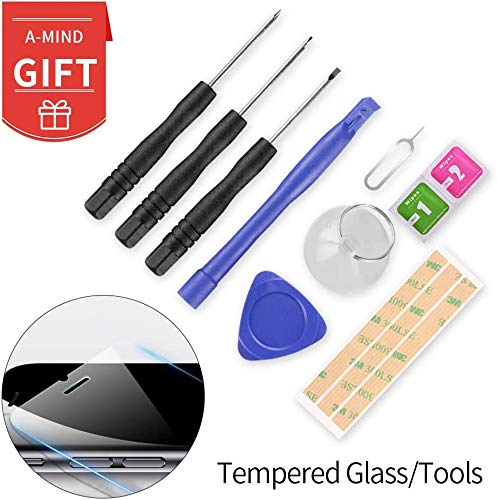 Screen Replacement For IPad Mini 1 A1432 A1454 A1455/IPad Mini 2 A1489 A1490 A1491 Touch Digitizer Parts, Include IC Chip,Home Button,Cameral Holder,with Screen Protector+Repair Tools (Black)