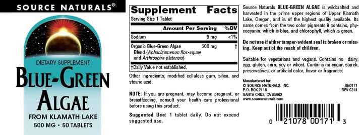 Blue-Green Algae from Klamath Lake* - 500 mg - 50 Tablets