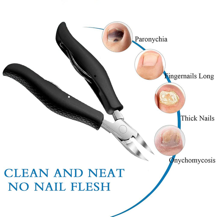Luxurious Toe Nail Clippers Professional 9 Pcs Podiatrist Toe Nail Cutters for Thick & Ingrown Toe Nail Clippers for Men & Women Podiatrist Toe Nail Set(Premium, Large Size,Black)