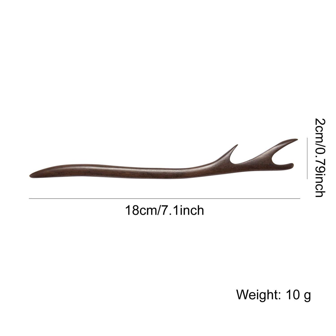 7 Pack Handmade Chinese Japanese Black Wood Hair Pins Picks Wooden Carved Long Fork Pen Hairpins Sticks Clips Barrettes for Hair Bun