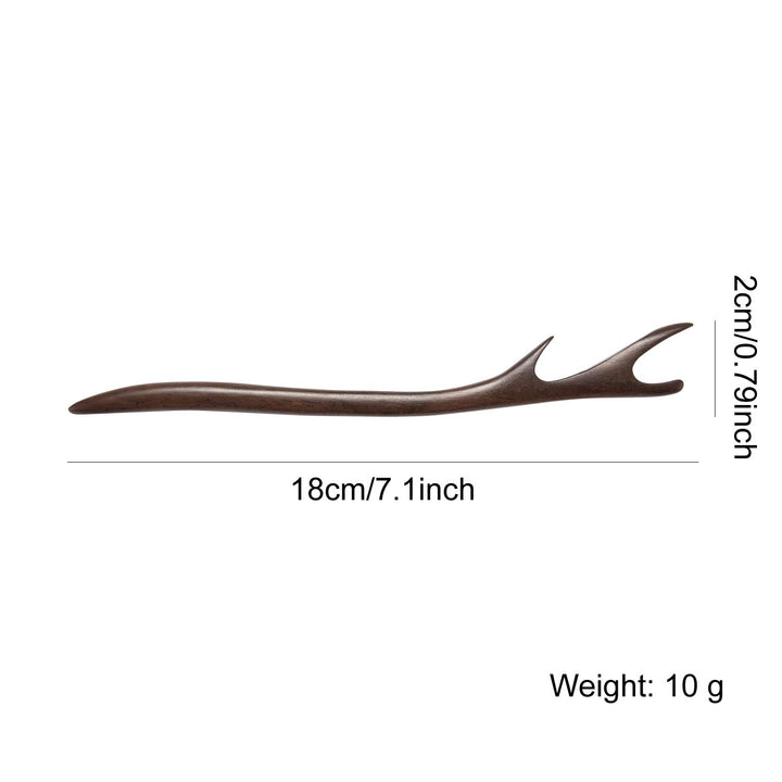 7 Pack Handmade Chinese Japanese Black Wood Hair Pins Picks Wooden Carved Long Fork Pen Hairpins Sticks Clips Barrettes for Hair Bun