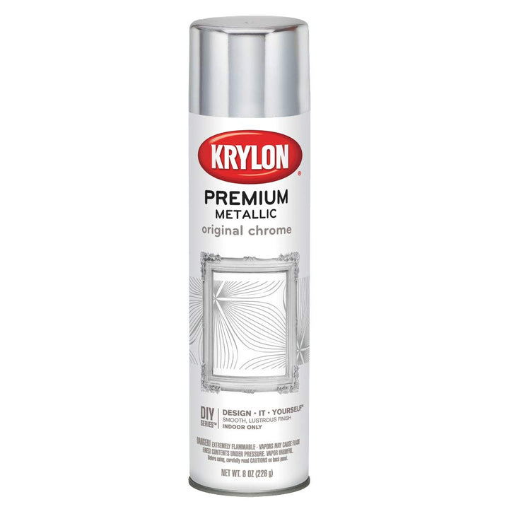K01010A07 Premium Metallic Spray Paint Resembles Actual Plating, Original Chrome, 8 oz